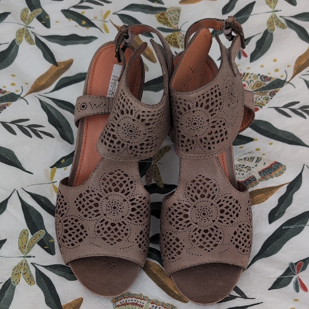 Geox Taupe Cutout Sandals
